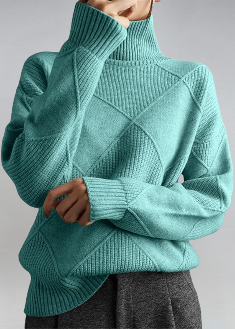 Inès – Pull à col roulé texturé de luxe