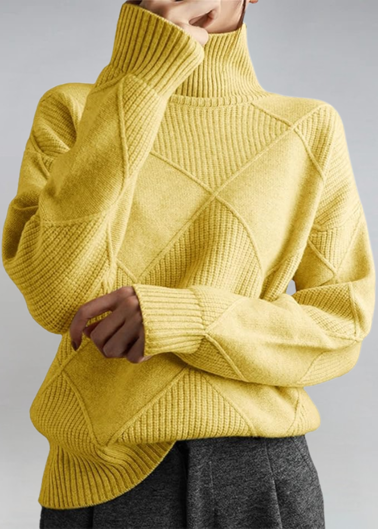 Inès – Pull à col roulé texturé de luxe