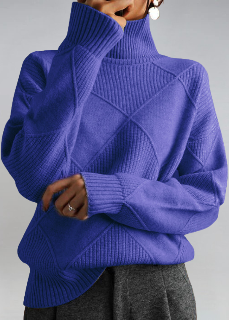 Inès – Pull à col roulé texturé de luxe