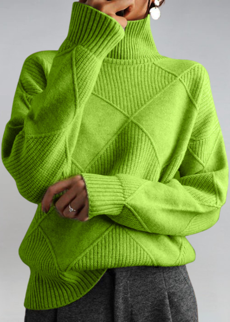 Inès – Pull à col roulé texturé de luxe
