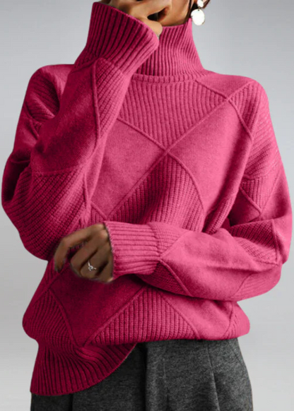 Inès – Pull à col roulé texturé de luxe