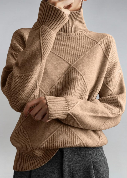 Inès – Pull à col roulé texturé de luxe